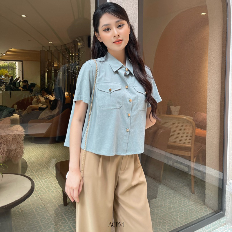 Meriah Shirt / Áo sơ mi vải linen dáng ngắn