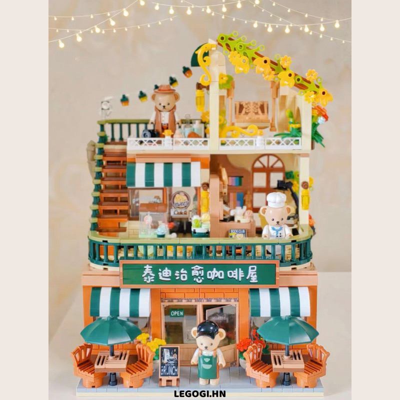 Đồ chơi xếp hình Legogi NHÀ CAFE GẤU Teddy Bear 1381 mảnh Inbrixx 881101 mô hình trang trí trưng bày decor quà tặng