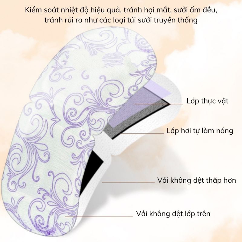 Mặt Nạ Mắt Nóng Xông Hơi Nước Chườm Nóng Mắt Thư Giãn Giảm Mỏi Mắt Hương Ngải Cứu, Hoa Oải Hương, Hoa Cúc, Hoa Hồng