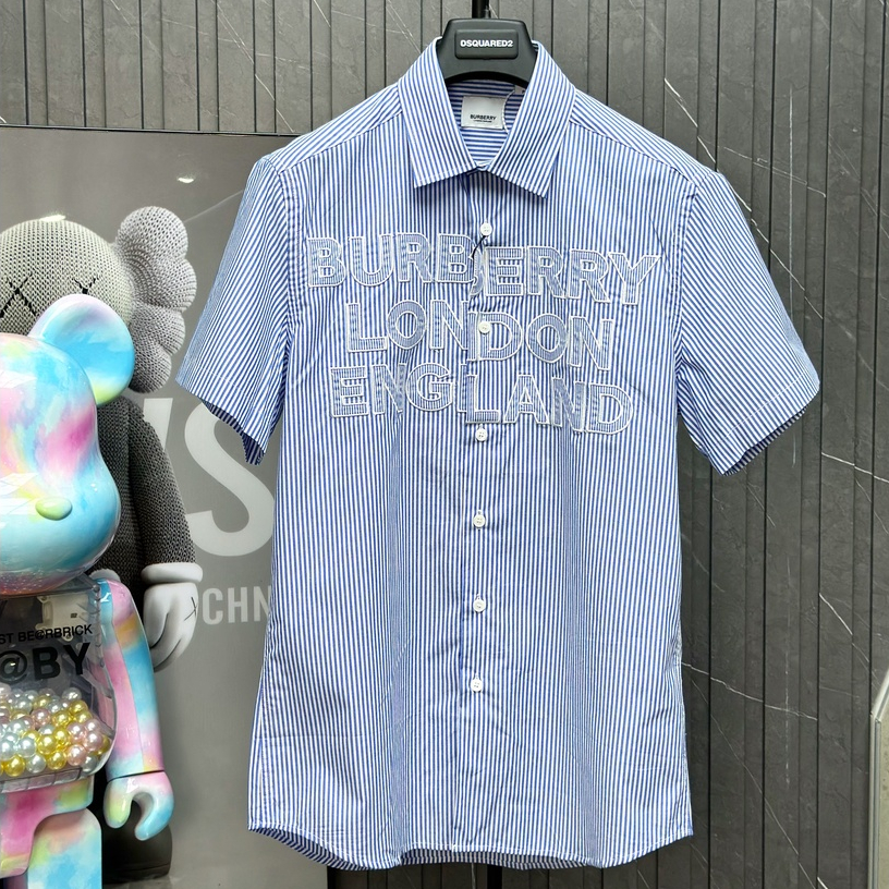 Áo sơ mi Burberry Xanh sọc logo chữ LA 1-1 on web