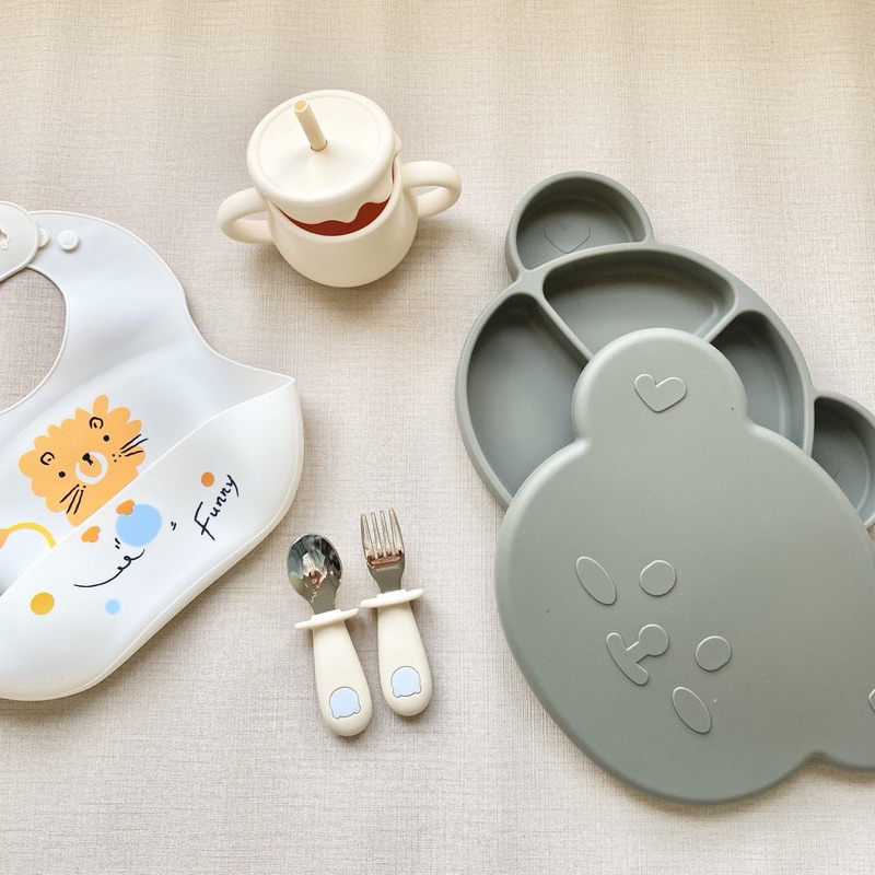 Khay Ăn Dặm Silicon Barrot Gấu Cho Bé