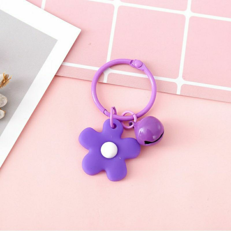 Móc Khoá Hoa Đính Chuông Dễ Thương, Trang Trí Túi Ví..