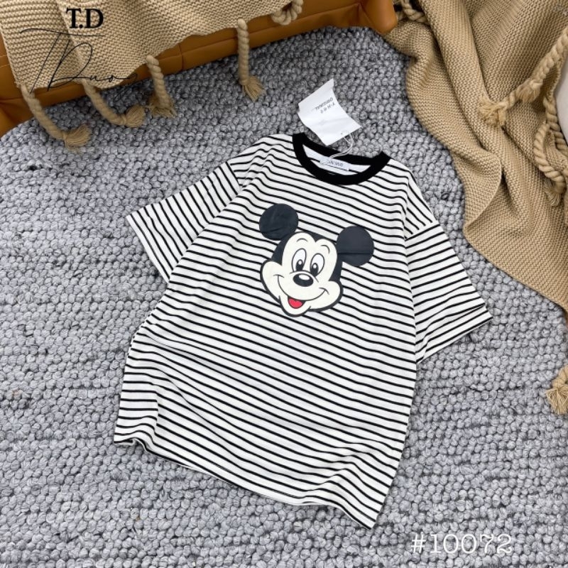 Áo phông kẻ mickey hàng QC