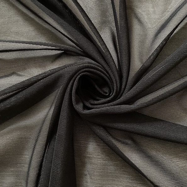 Vải Thun Lưới Màu Đen Trơn.Chất Mỏng. Rũ. Hơi Nhám Tay.Co Giãn 4 Chiều.Dùng Phối Thiết Kế.