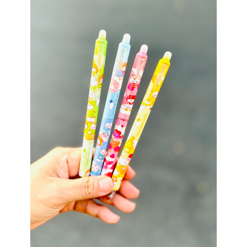 Bút Gel Xoá Được Dạng Bấm Mực Tím Mẫu Gấu Dâu Lotso Bear/Gấu Panda - 1 Cây