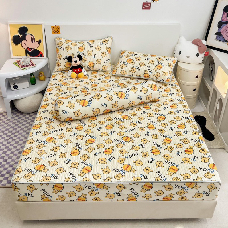 Chiếu cao su non 𝐃𝐈𝐒𝐍𝐄𝐘 5D bọc chun toàn bộ đệm(sét 4 món,1chiếu 2vỏ goiis,1 vỏ ôm) THỊ THƠM