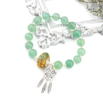Vòng Tay Thạch Anh Xanh Mix Charm Pan Và Phụ Kiện Bạc - Bổ Trợ Mệnh Mộc Và Hỏa