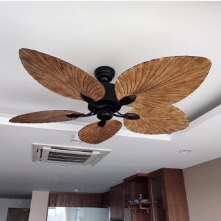 Quạt trần 5 cánh không bóng, quạt trần cánh lá cọ trang trí phòng khách, phòng ngủ
