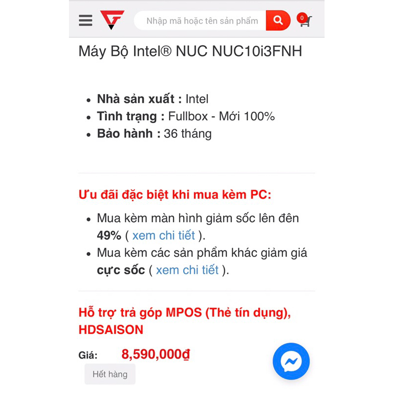 MÁY TÍNH MINI INTEL NUC 10i3FNH - LIKE NEW FULL BOX | BigBuy360 - bigbuy360.vn