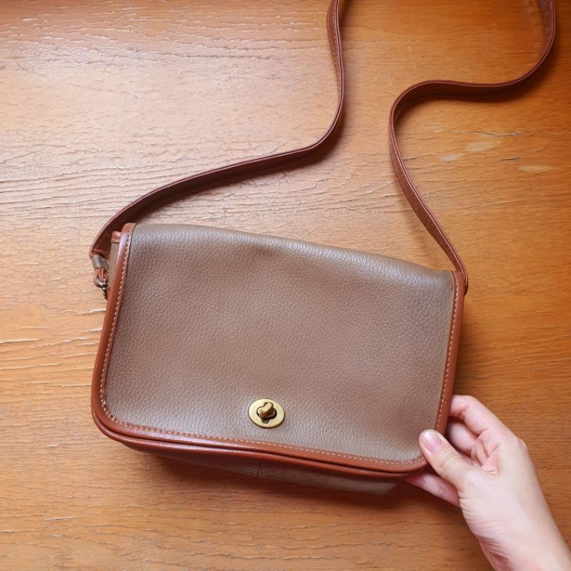 Túi đeo chéo da thật vintage mộc nguyên miếng - em và nắng