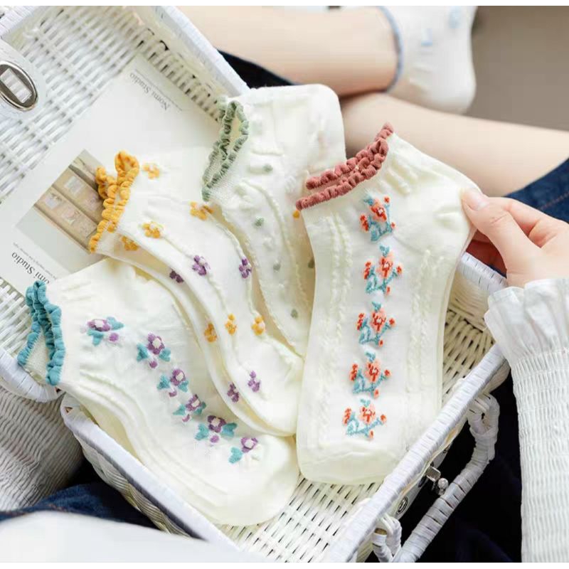 Set 5 đôi tất vớ phối màu hoa cỏ kiểu dáng trẻ trung cực xinh hàng đẹp giá rẽ mẫu mới hot hit