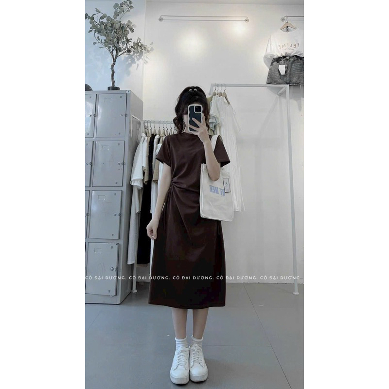 Váy Tăm Gân Rút Eo Sườn Xinh Mã MK00829