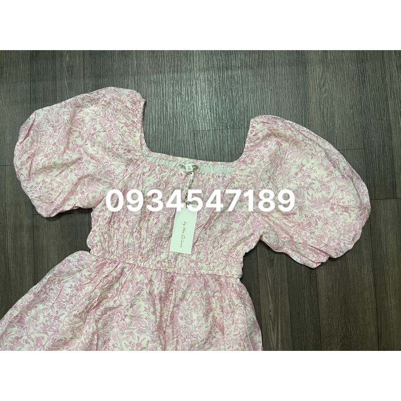 Đầm babydoll tay bồng, 2 lơp dáng xoè, chun eo màu hồng siêu dễ thương