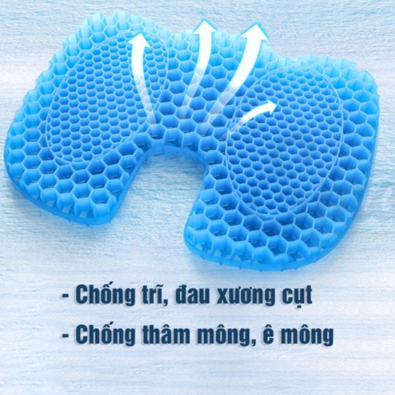 Đệm/ Nệm ngồi bệt 3D Silicon thoáng khí thế hệ 3 hình chữ U chống đau xương cụt, chống trĩ, chống thâm mông, ê mông