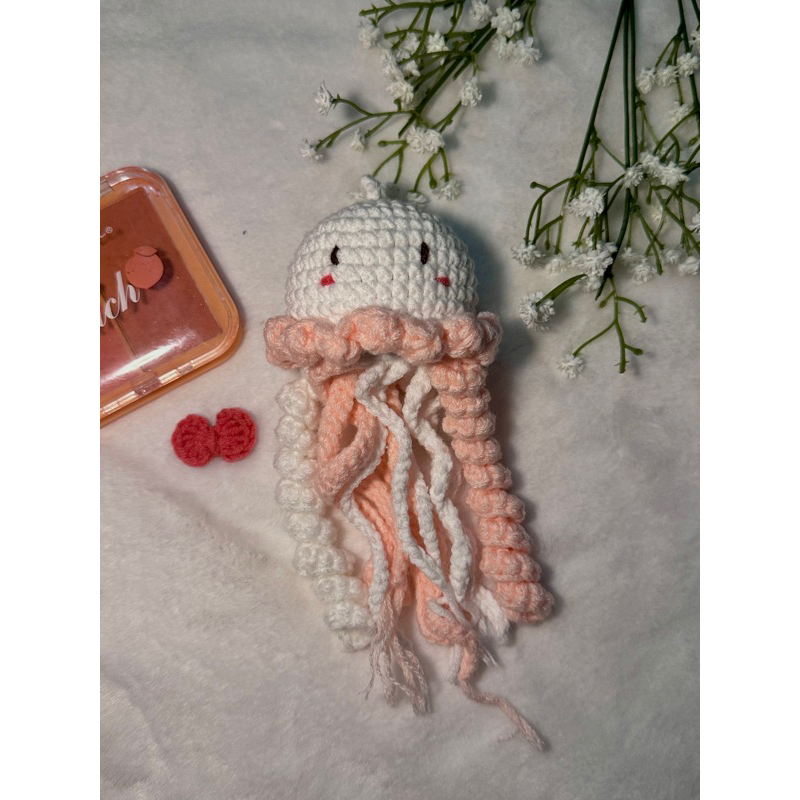 Móc khoá len jellyfish con sứa len ,đèn sứa len handmade