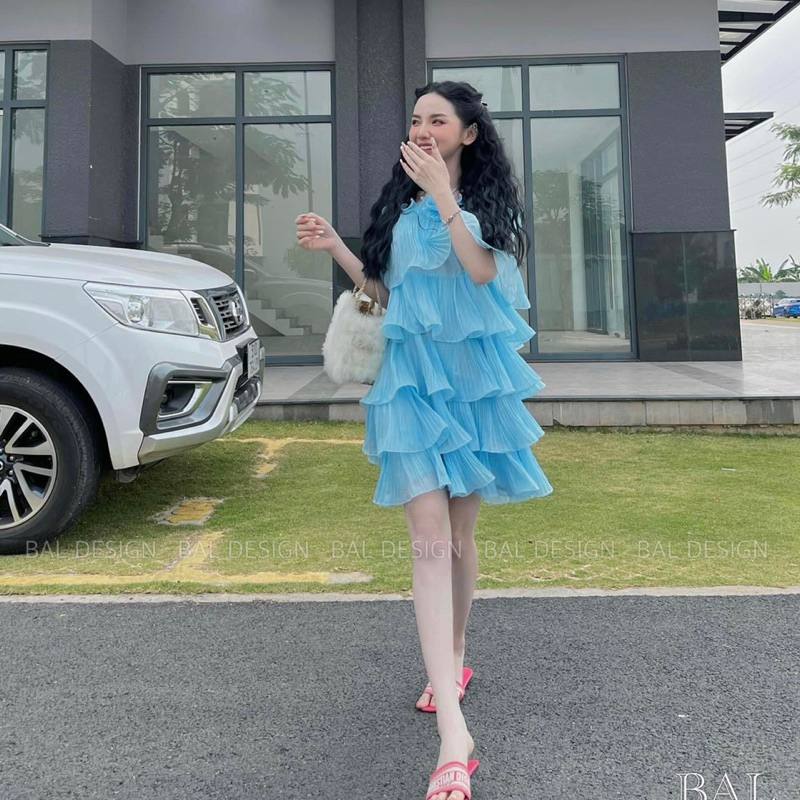 Váy Tơ Tầng Rớt Vai Bèo Tiểu Thư 🦋FREESHIP🦋