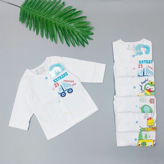 Set 3 áo sơ sinh jou, áo tim jou tay dài cúc giữa 100% cotton cho bé từ sơ sinh - 10 kg