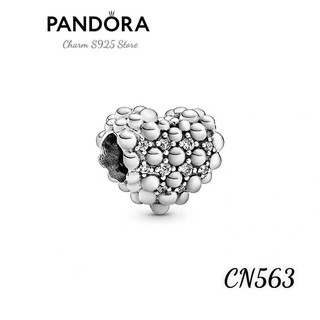 CHARM PAN ALE HÌNH TIM ĐÍNH ĐÁ BI TRÒN NỔI BẠC S925 THUẦN KHIẾT HÀNG CAO CẤP