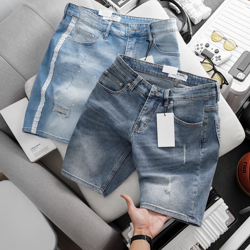 Quần Short Jean Nam co giãn bền màu xuất khẩu xịn nhiều màu ôm dáng