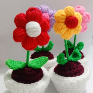 CHẬU HOA 6 CÁNH LEN HANDMADE