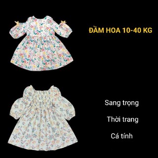 Đầm váy thêu hoa cao cấp bé gái haivanco dài tay vải Kate nhập mềm mại 12 đến 35 kg mềm mại và thoáng mát đi học đi chơi