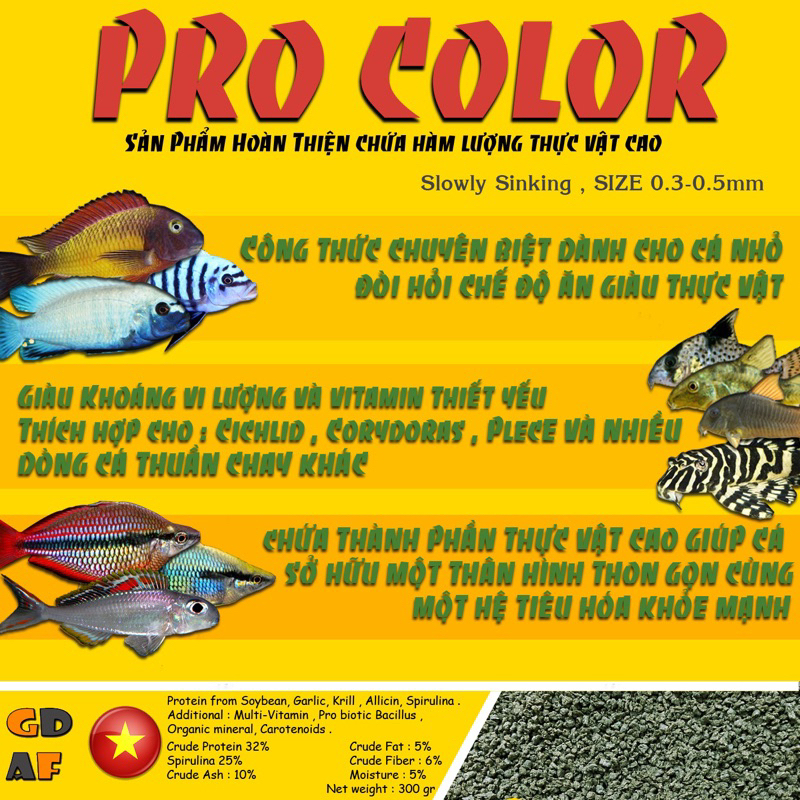 PRO COLOR - VEG BITS - DÀNH CHO CÁC DÒNG CÁ CẢNH ĂN CHAY