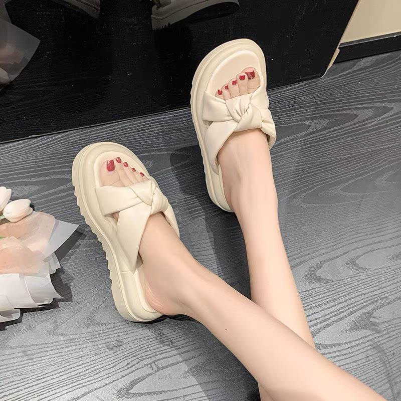 Dép quai chéo thời trang nơ xoắn siêu đẹp