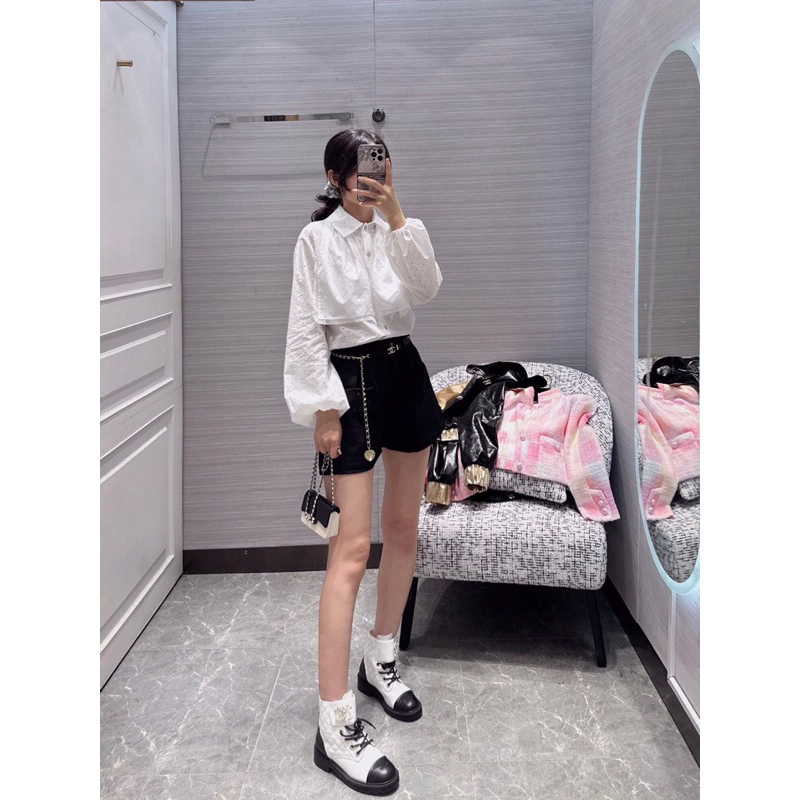 Áo sơ mi nữ tay phồng mẫu mới 2023 CN Channel thời trang cao cấp