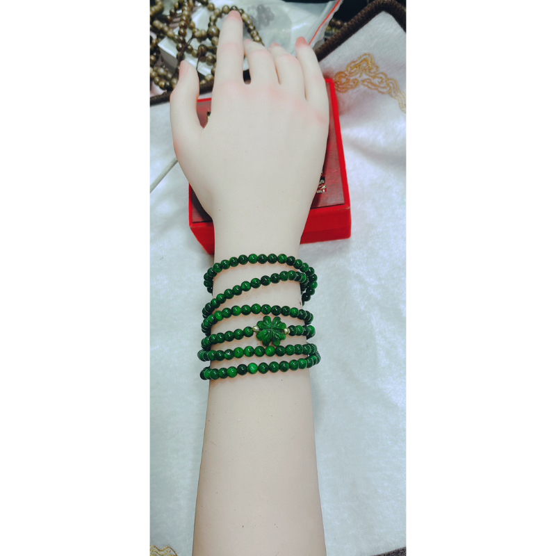 Chuỗi vòng tay cỏ bốn lá sơn thuỷ 4 ly 216 hạt thiên nhiên