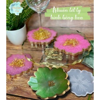 Khuôn đế lót ly hình bông hoa dùng trong sáng tạo Resin Handmade