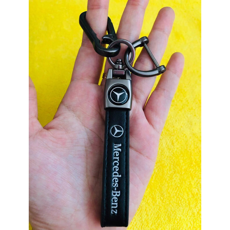Móc khoá thép crom -logo dây da Mercedes