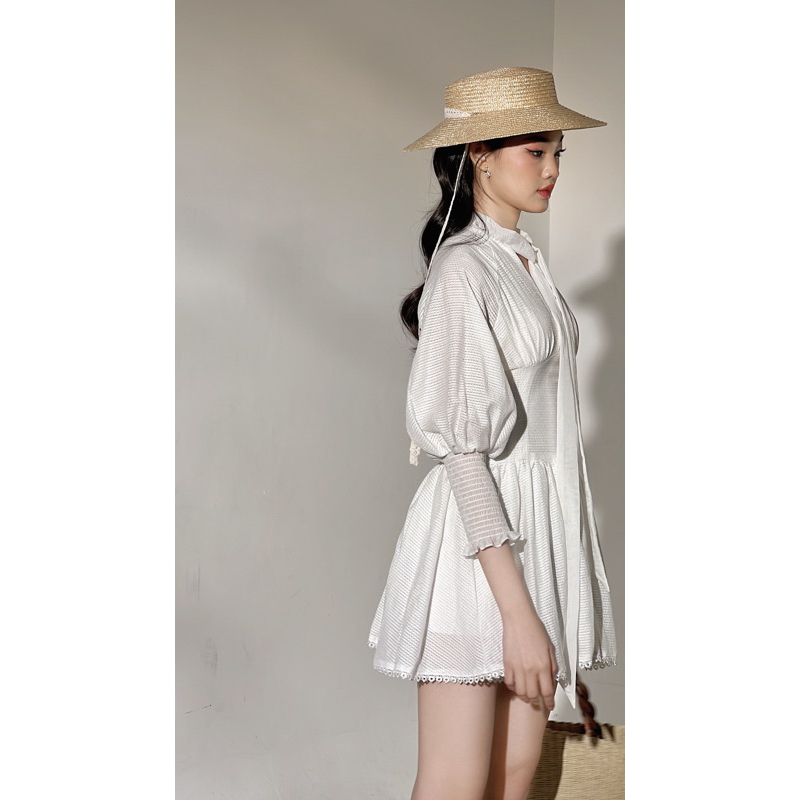 Đầm tay dài chạy bo chun phối dây thắt nơ AGUJA Audrey dresss