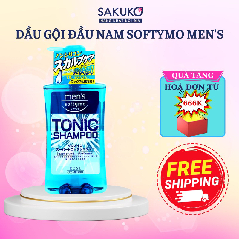 Dầu Gội Đầu Cho Nam Softymo MENʼS Ngăn Ngừa Gầu, Sạch Sâu Da Đầu Nội Địa Nhật Bản 550ml - SAKUKO