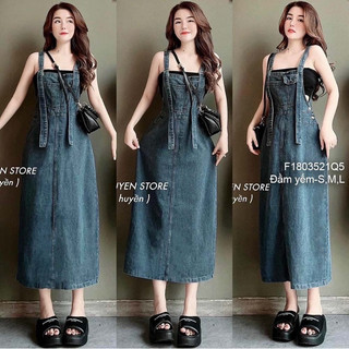 Đầm yếm jean dáng dài 0323 [thaotranshop90]