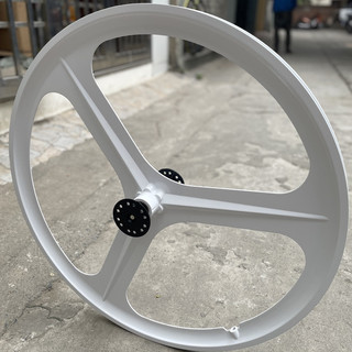 Vành 3 đao nhôm trước cho xe đạp Fixed Gear loại có sống màu Trắng
