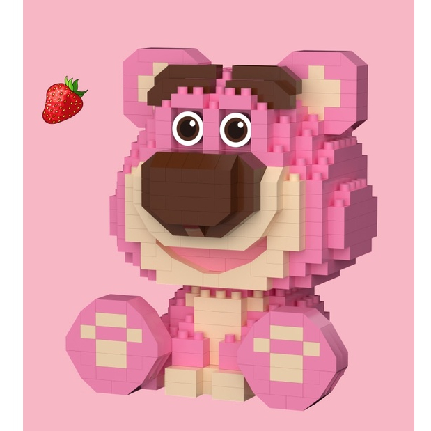 Bộ Đồ Chơi Lắp Ráp Hình Chú Gấu Dâu Tây 3D Dễ Thương