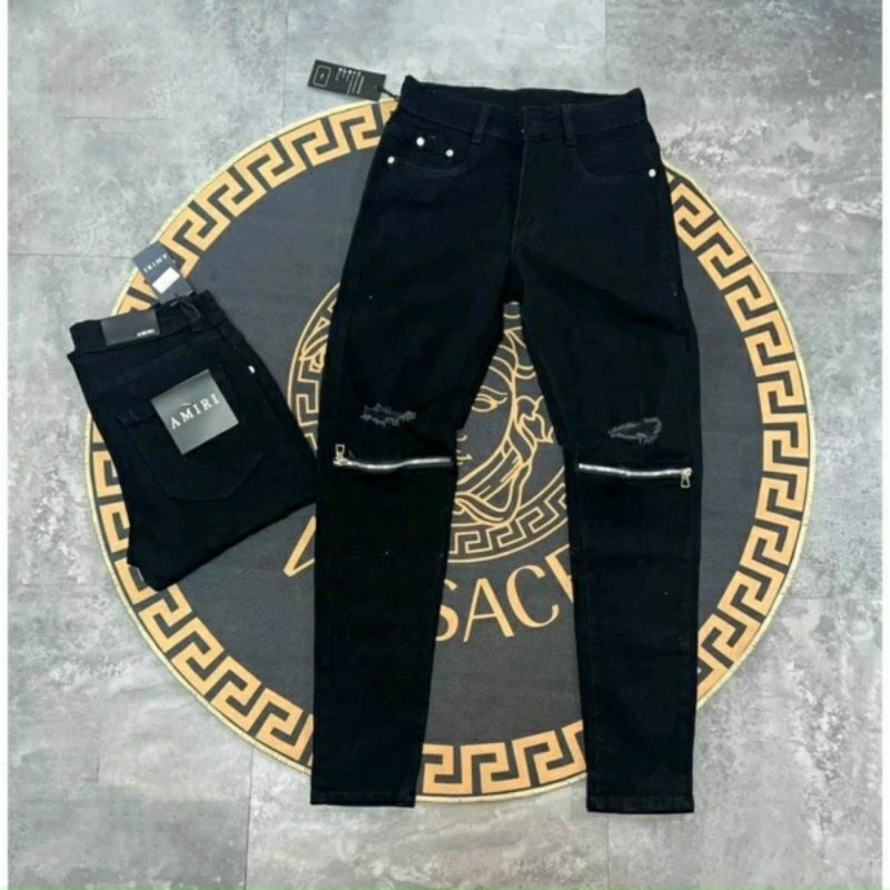 Quần jean dài cao cấp khóa kéo gối