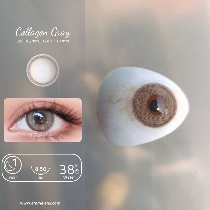 🌸 Kính Áp Tròng Collagen Gray/ Lens xám tây mix choco giãn nhẹ 🌸 Emma Super Mini Contact Lens🌸