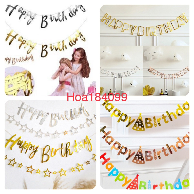 Dây chữ happy birthday ánh kim treo trang trí sinh nhật