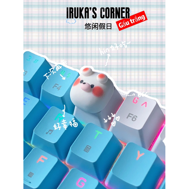 🌷Keycap động vật dễ thương ngộ nghĩnh🌷 Nút bàn phím cơ Abs doubleshot