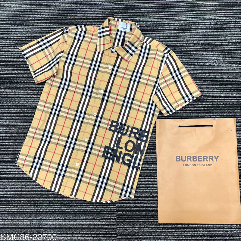 [HOT TREND] ÁO SƠ MI BURBERRY UNISEX V2  , ÁO SƠ MI BBR LONDON SỌC KẺ VÀNG NAM NỮ