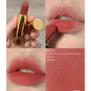 Son gucci matte 208 màu hồng cam đất