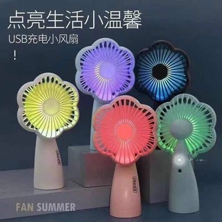 Quạt mini cầm tay hoa cúc có đèn led