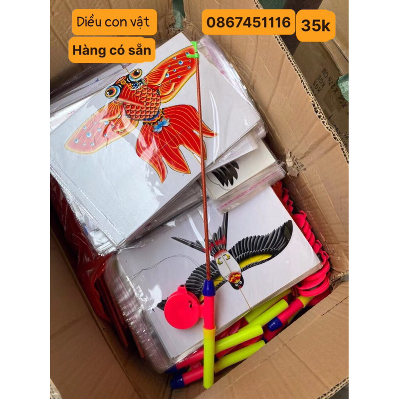 Đồ chơi diều câu mini dễ chơi hình ảnh hoạt hình sống động đáng yêu kèm cần câu và dây 30m