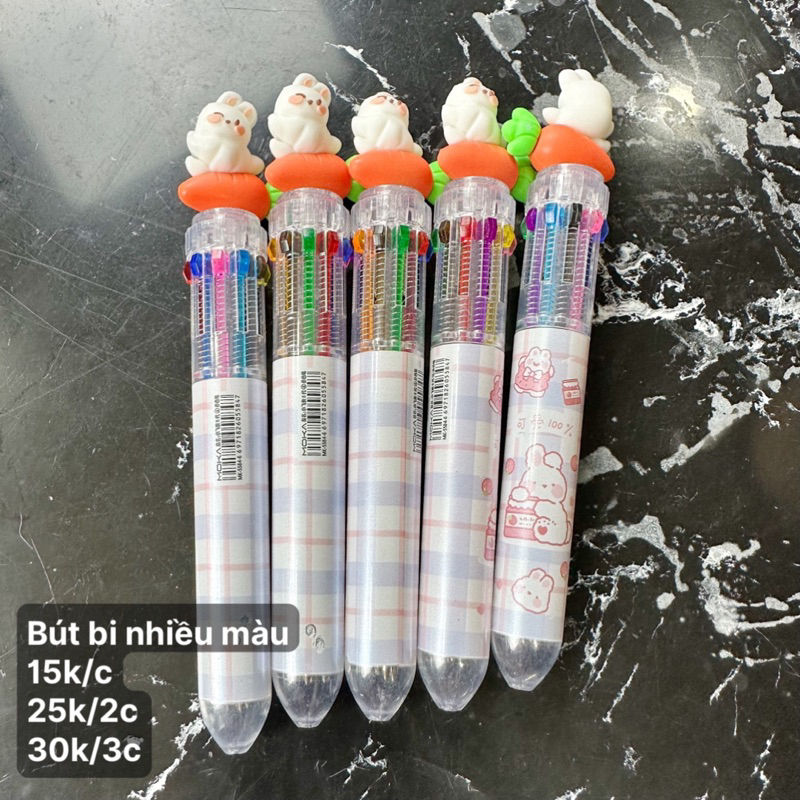 ĐỒ DÙNG HỌC TẬP: Bút bi nhiều màu - đầu bấm nhiều mẫu cute