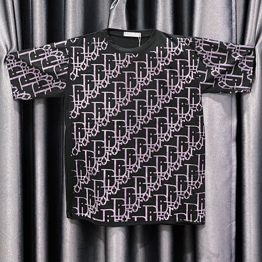 Áo thun DIOR dập chữ chất liệu Cotton thông thoáng from rộng mặc thoải mái
