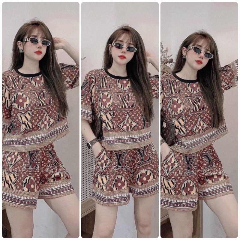 Set Bộ Đồ Đùi Thun Lạnh Form Rộng Họa Tiết In 3D MS202