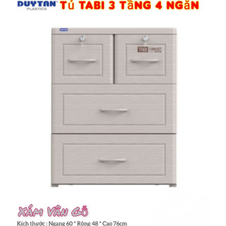 { Tổng kho giá rẻ }🚀HOẢ TỐC 2H Tp.HCM🚀 Tủ nhựa duy tân Tabi 3 Tầng- 4 Ngăn - Vân Gỗ Cao Cấp