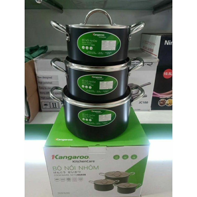 Bộ nồi nhôm đáy từ KG938 Kanganroo hàng chính hãng bảo hành 12 tháng đổi mới trong 7 ngày