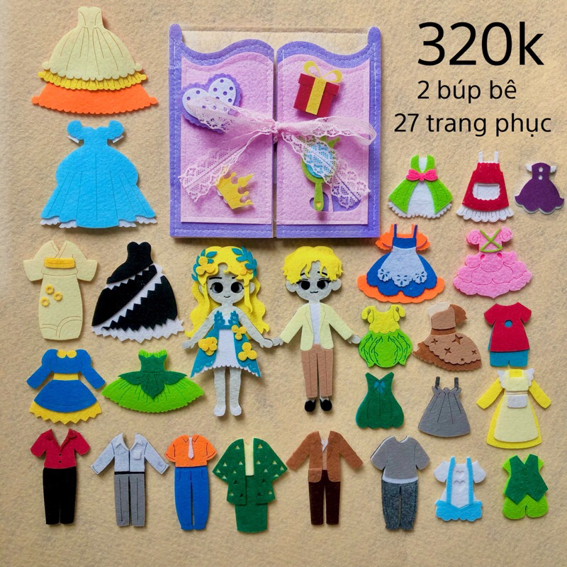 Sách vải thời trang - Phiên bản tủ đồ búp bê công chúa hoàng tử